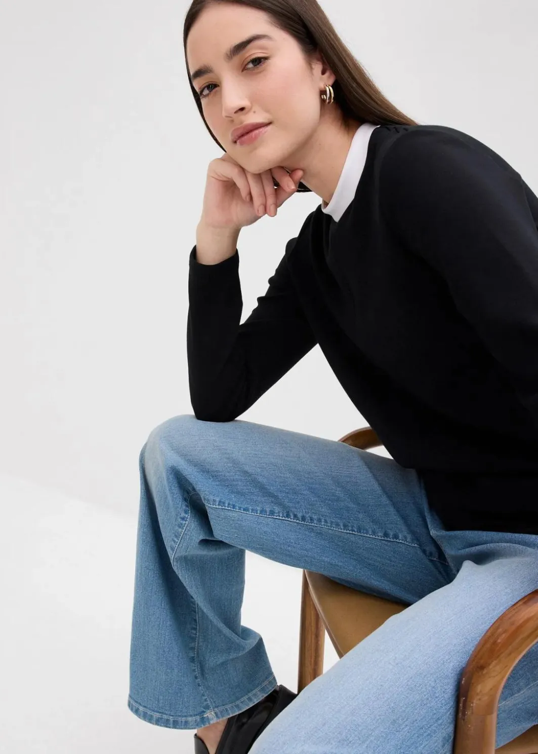 Best Langarmshirt aus Viskose-Mix mit abgesetztem Turtleneck Damen Shirts & Tops