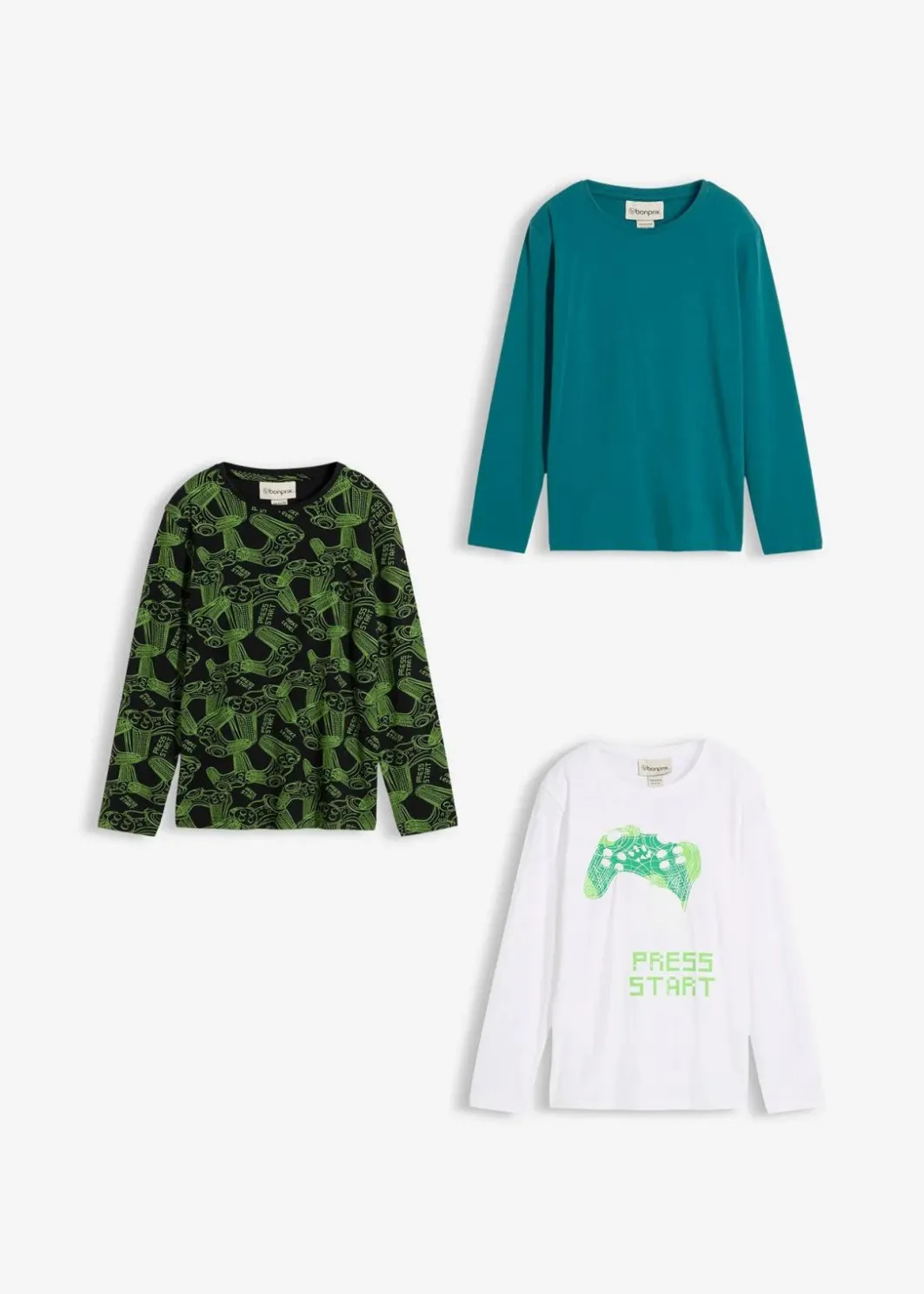 Hot Langarmshirt aus weichem Bio-Baumwoll-Mix (3er Pack) Kinder Jungen 9-16 Jahre·Mehrfachpacks|Jungen 9-16 Jahre·Shirts