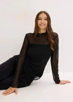 Best Langarmshirt aus zartem Mesh Damen Shirts & Tops