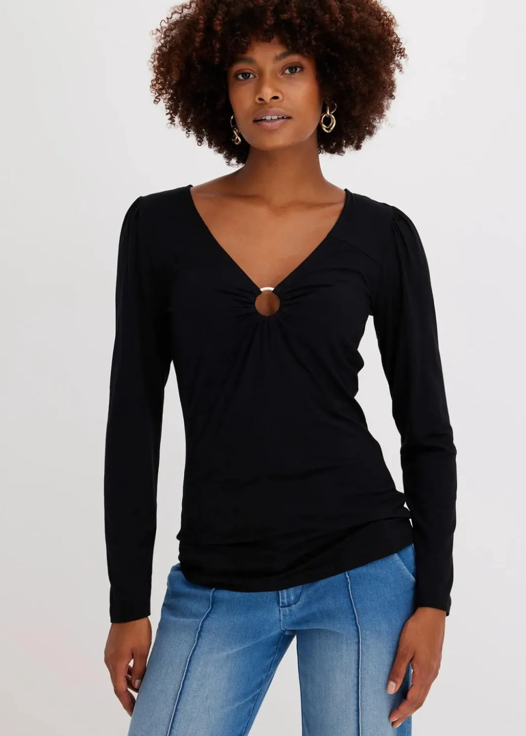 Damen bonprix Shirts & Tops|Langarmshirt mit Accessoire