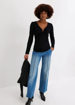 Damen bonprix Shirts & Tops|Langarmshirt mit Accessoire