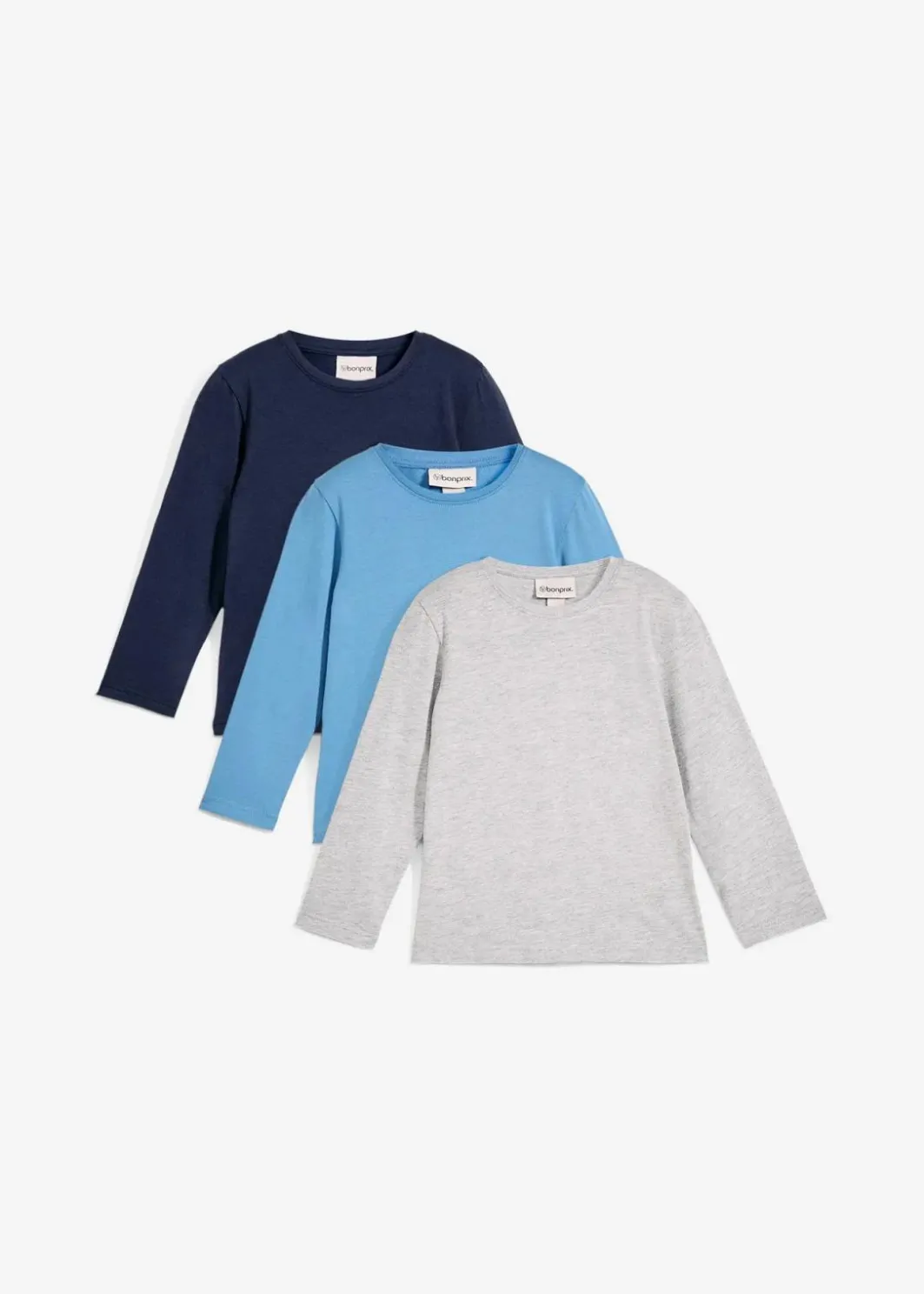 Kinder bonprix Jungen 2-8 Jahre·Nachhaltigere Materialien|Jungen 2-8 Jahre·Mehrfachpacks|Langarmshirt mit Bio-Baumwolle (3er Pack)