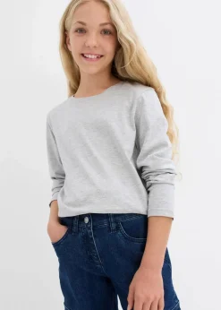 Kinder bonprix Mädchen 9-16 Jahre·Mehrfachpacks|Mädchen 9-16 Jahre·Shirts & Blusen|Langarmshirt mit Bio-Baumwolle (3er Pack)