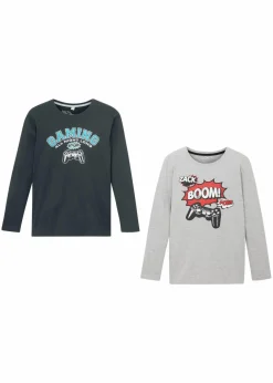 Kinder bonprix Jungen 9-16 Jahre·Mehrfachpacks|Jungen 9-16 Jahre·Shirts|Langarmshirt mit Bio-Baumwolle (2er-Pack)