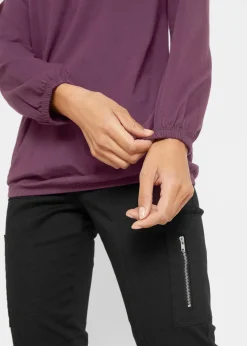 Damen bonprix Shirts & Tops|Nachhaltigere Materialien|Langarmshirt mit Gummizug aus reiner Baumwolle