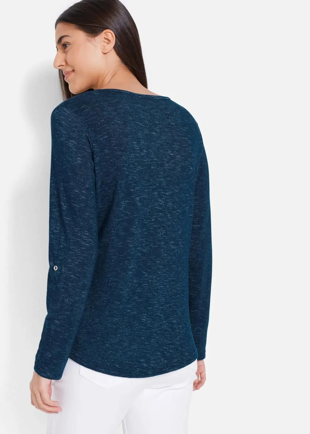 Damen bonprix Shirts & Tops|Langarmshirt mit Knopfleiste aus Baumwoll-Mix