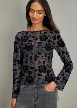 Langarmshirt mit leichter Transparenz Damen Shirts & Tops