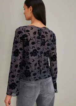 Langarmshirt mit leichter Transparenz Damen Shirts & Tops