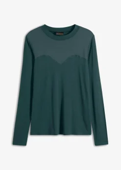 Damen bonprix Shirts & Tops|Langarmshirt mit Mesh