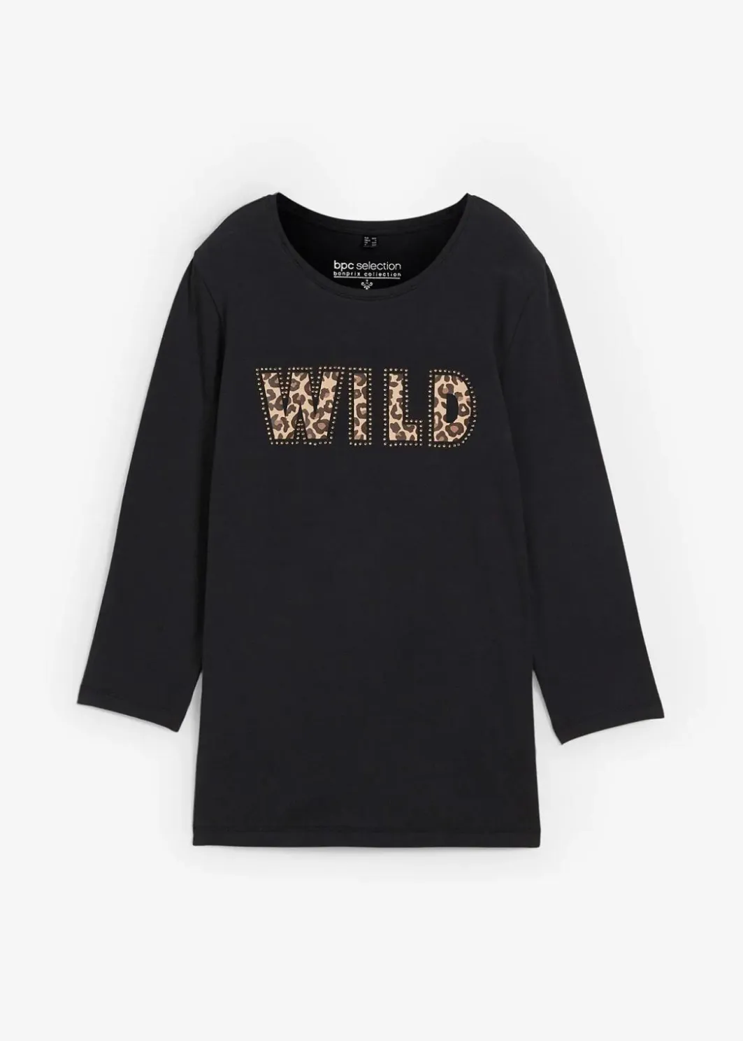 Damen bonprix Shirts & Tops|Langarmshirt mit Nieten und Druck