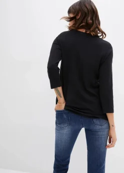 Damen bonprix Shirts & Tops|Langarmshirt mit Nieten und Druck