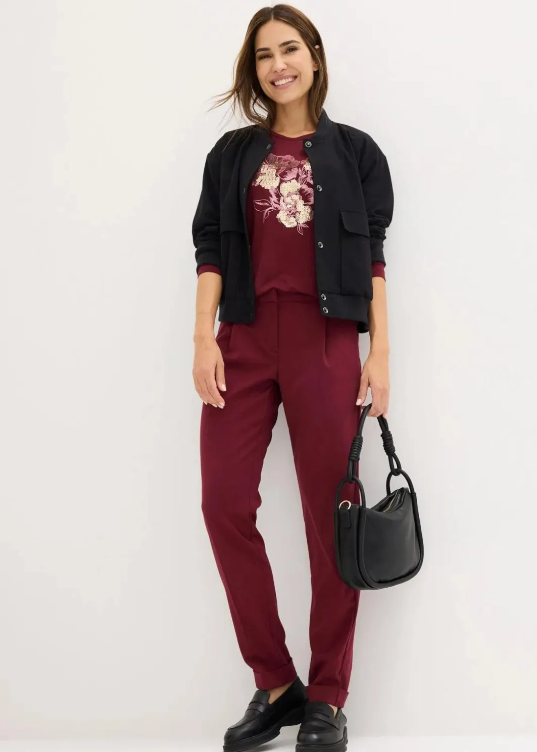 Discount Langarmshirt mit Pailletten Damen Shirts & Tops