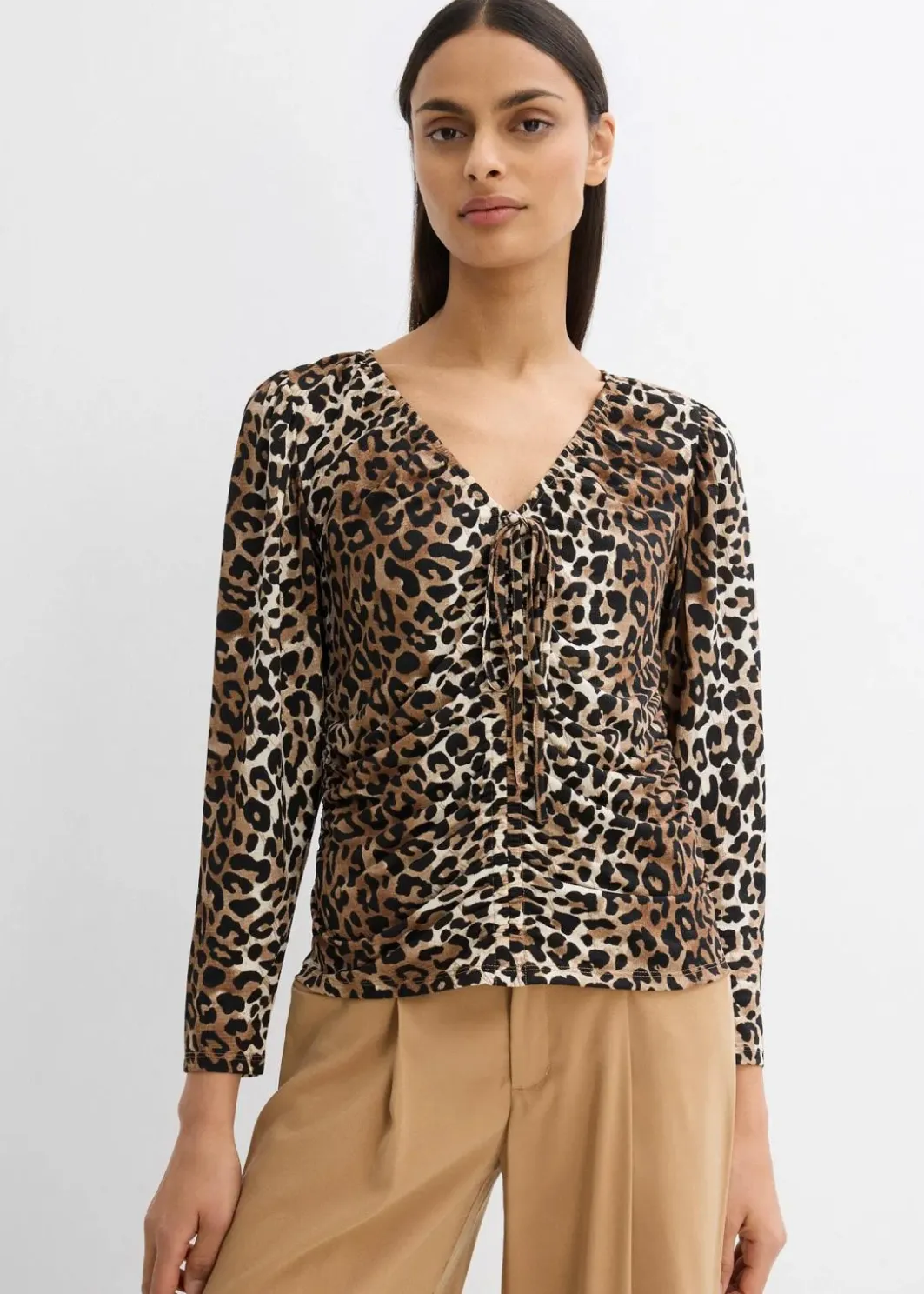 Damen bonprix Shirts & Tops|Langarmshirt mit Raff-Details