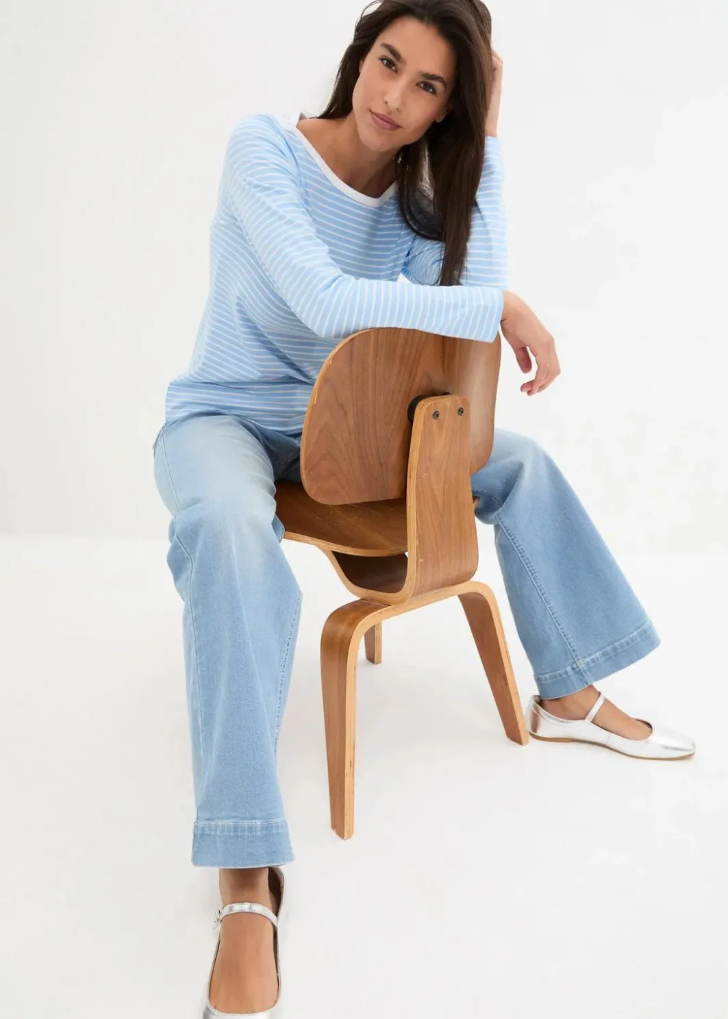 Damen bonprix Nachhaltigere Materialien|Shirts & Tops|Langarmshirt mit reiner Bio-Baumwolle