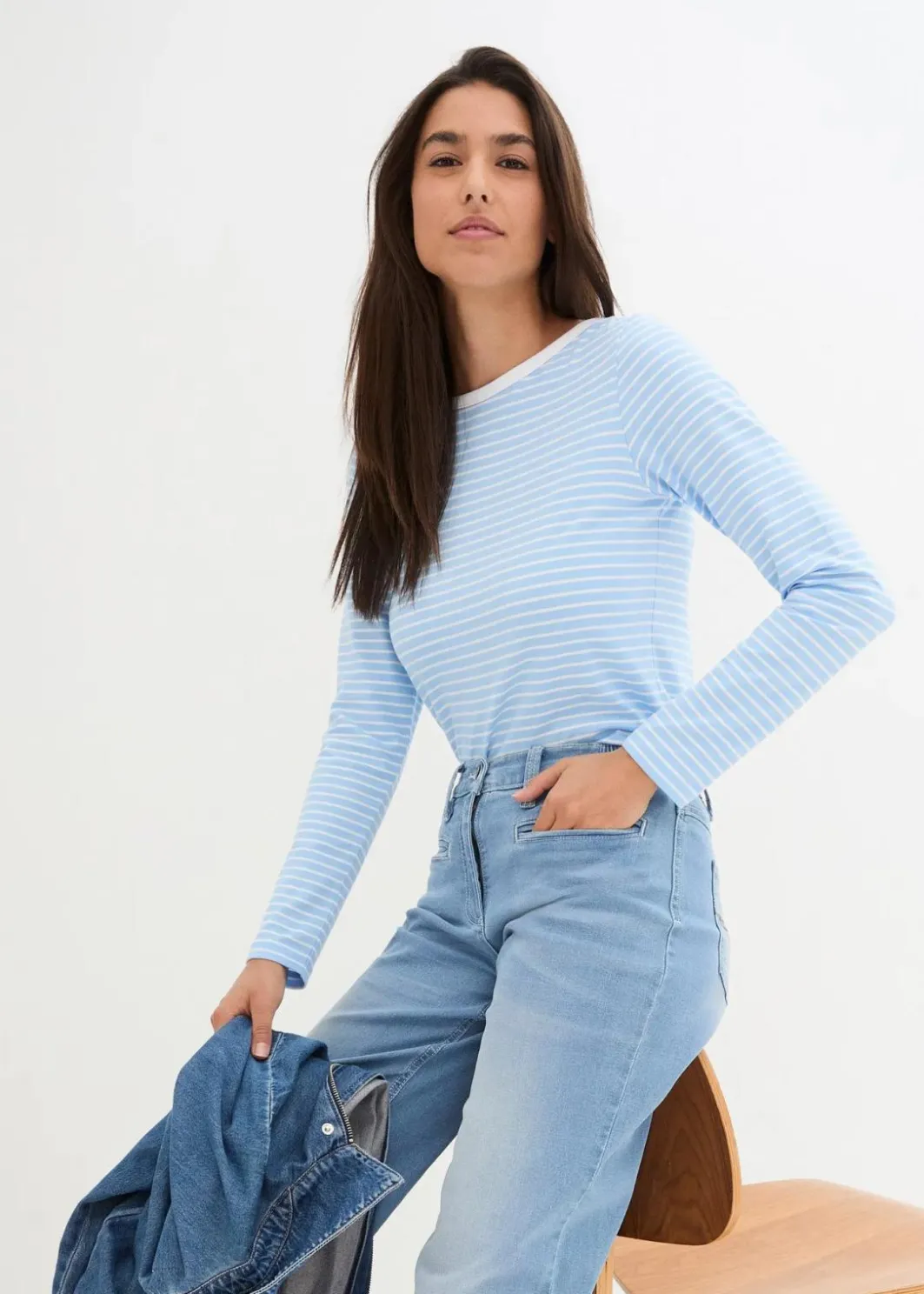 Damen bonprix Nachhaltigere Materialien|Shirts & Tops|Langarmshirt mit reiner Bio-Baumwolle