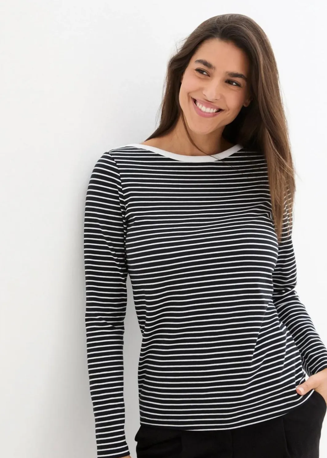 Damen bonprix Bekleidung·Röcke|Basics|Langarmshirt mit reiner Bio-Baumwolle