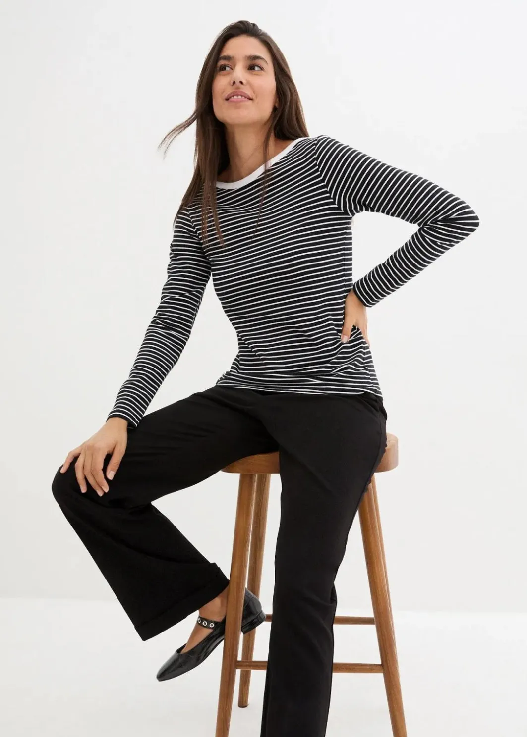 Damen bonprix Bekleidung·Röcke|Basics|Langarmshirt mit reiner Bio-Baumwolle