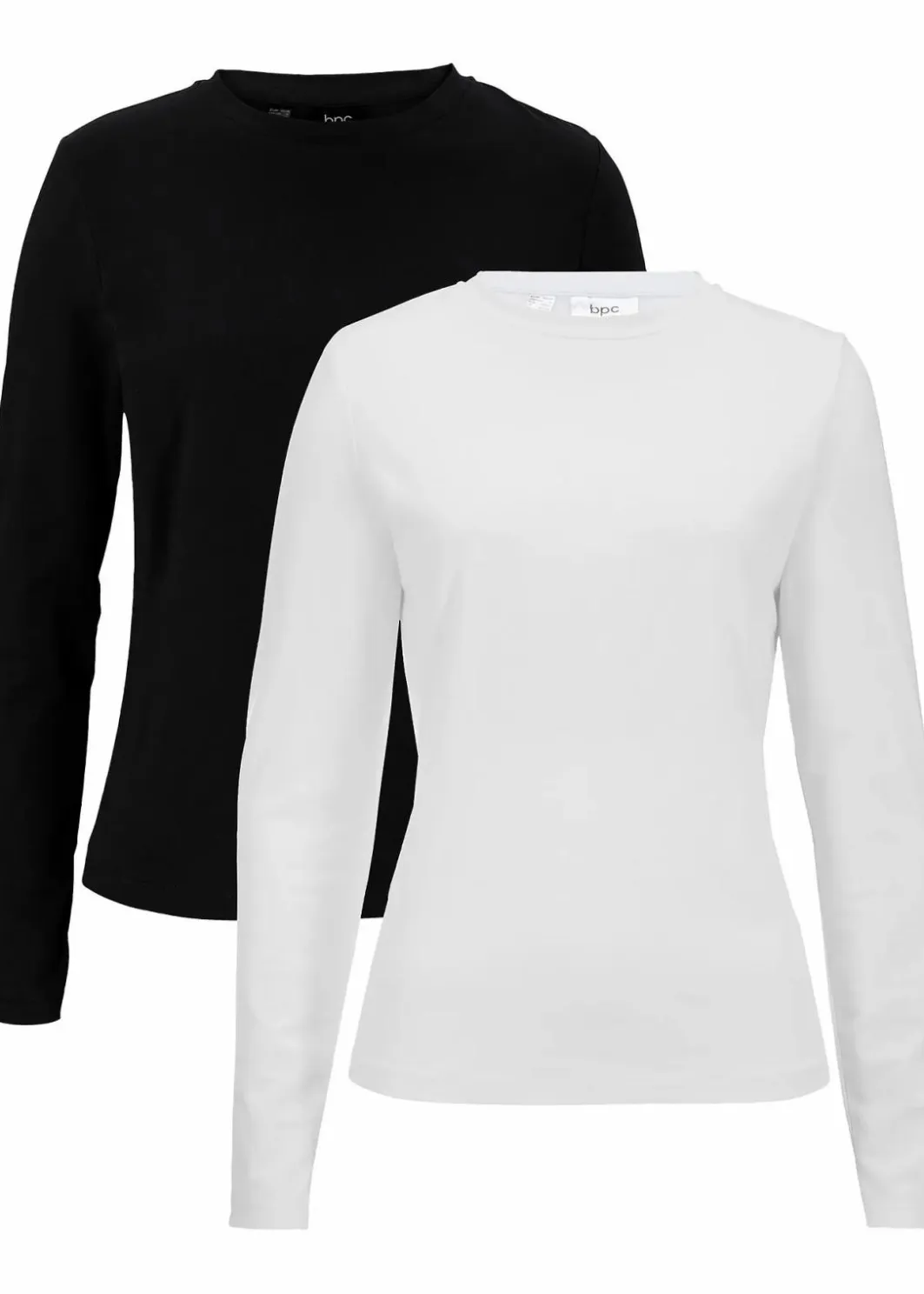 Damen bonprix Shirts & Tops|Basics|Langarmshirt mit reiner Bio-Baumwolle (2er Pack)