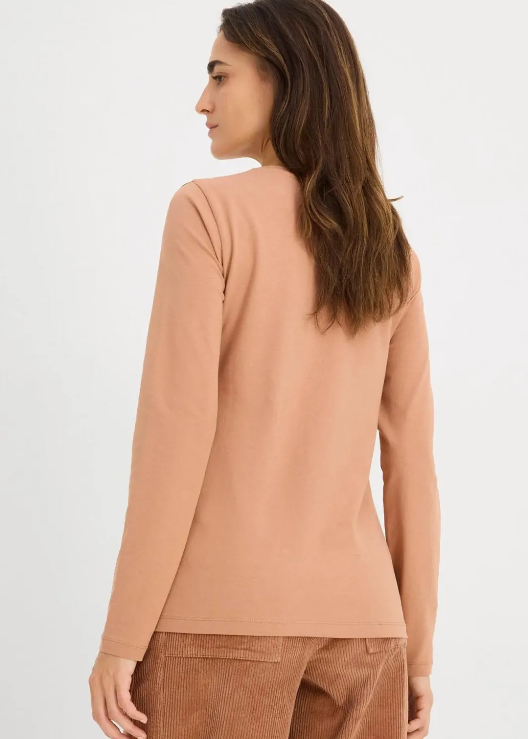 Damen bonprix Shirts & Tops|Basics|Langarmshirt mit reiner Bio-Baumwolle (2er Pack)