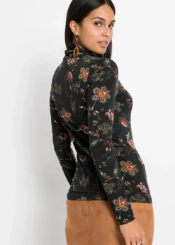 Damen bonprix Nachhaltigere Materialien|Shirts & Tops|Langarmshirt mit Rollkragen