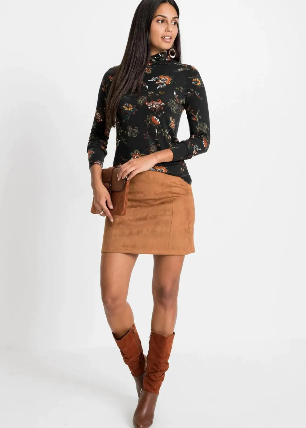 Damen bonprix Nachhaltigere Materialien|Shirts & Tops|Langarmshirt mit Rollkragen
