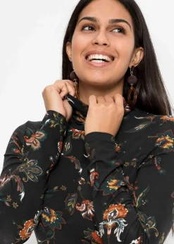 Damen bonprix Nachhaltigere Materialien|Shirts & Tops|Langarmshirt mit Rollkragen