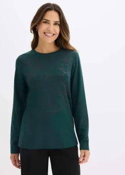 Damen bonprix Shirts & Tops|Langarmshirt mit Rosendruck