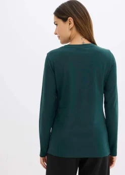 Damen bonprix Shirts & Tops|Langarmshirt mit Rosendruck