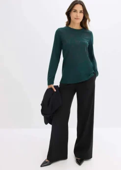 Damen bonprix Shirts & Tops|Langarmshirt mit Rosendruck