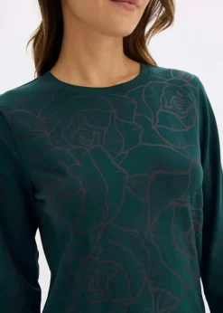 Damen bonprix Shirts & Tops|Langarmshirt mit Rosendruck