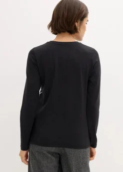 Damen bonprix Shirts & Tops|Langarmshirt mit Rosendruck