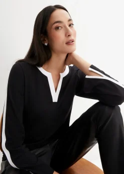 Damen bonprix Shirts & Tops|Langarmshirt mit Schlitz