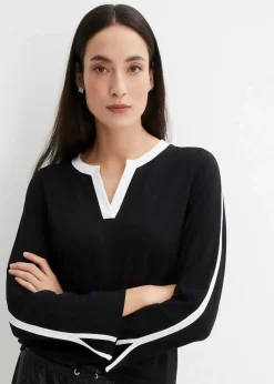 Damen bonprix Shirts & Tops|Langarmshirt mit Schlitz