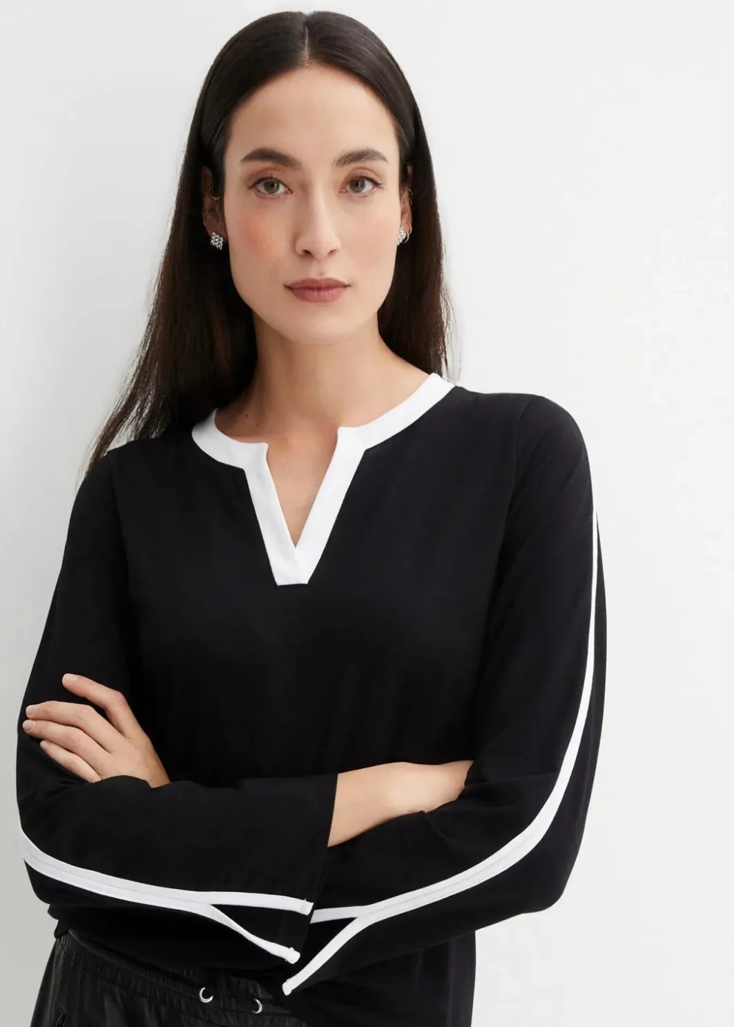 Damen bonprix Shirts & Tops|Langarmshirt mit Schlitz