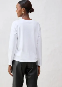 Damen bonprix Shirts & Tops|Premium|Langarmshirt mit Seidenanteil