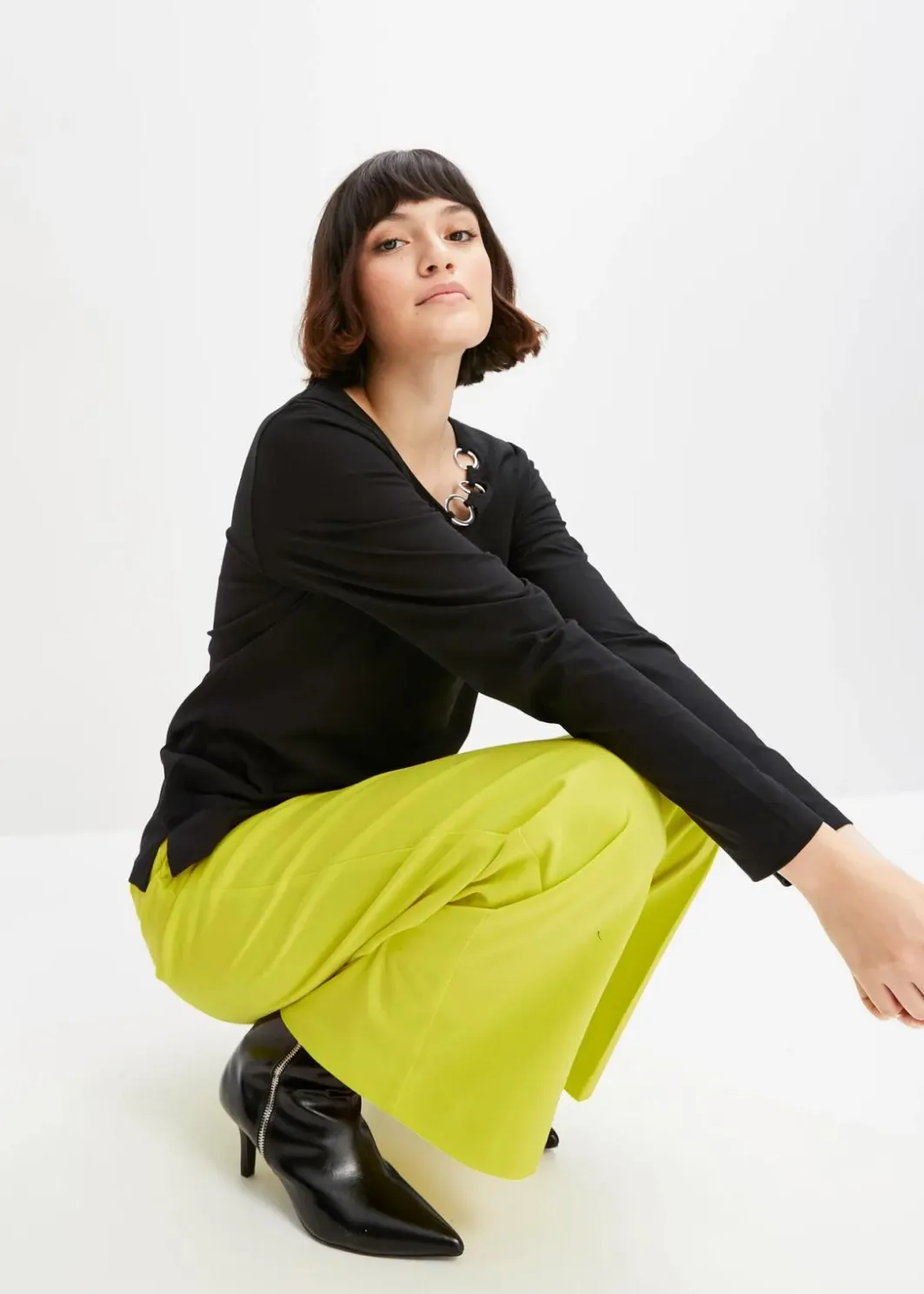 Damen bonprix Shirts & Tops|Langarmshirt mit Ösen