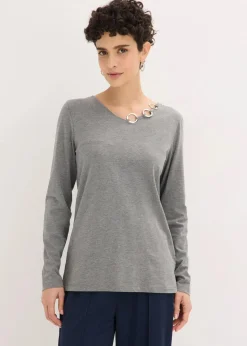 Damen bonprix Shirts & Tops|Langarmshirt mit Ösen