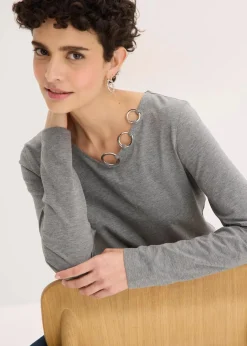 Damen bonprix Shirts & Tops|Langarmshirt mit Ösen