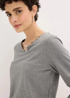 Damen bonprix Shirts & Tops|Langarmshirt mit Ösen