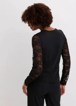 Sale Langarmshirt mit Spitze Damen Shirts & Tops