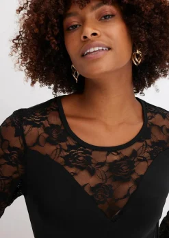 Sale Langarmshirt mit Spitze Damen Shirts & Tops