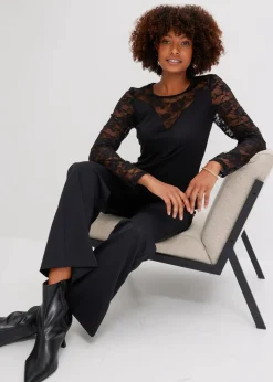 Sale Langarmshirt mit Spitze Damen Shirts & Tops