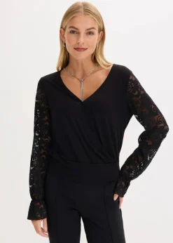 Hot Langarmshirt mit Spitze Damen Shirts & Tops