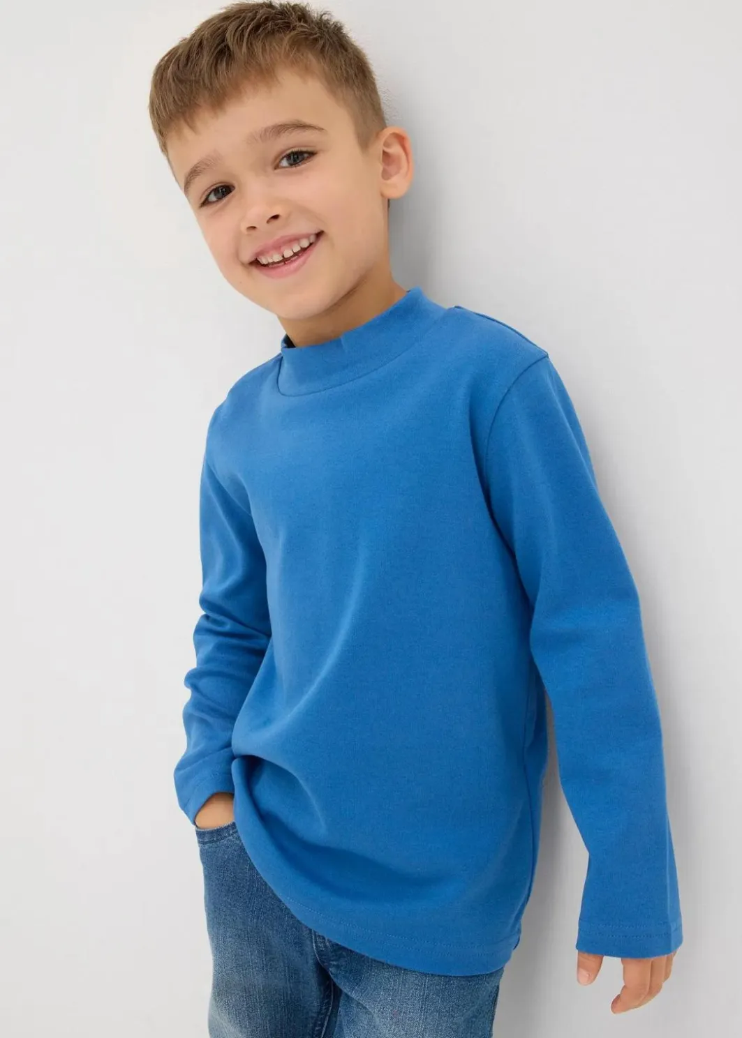Outlet Langarmshirt mit Stehkragen aus reiner Bio-Baumwolle (2er Pack) Kinder Jungen 2-8 Jahre·Nachhaltigere Materialien|Jungen 2-8 Jahre·Mehrfachpacks