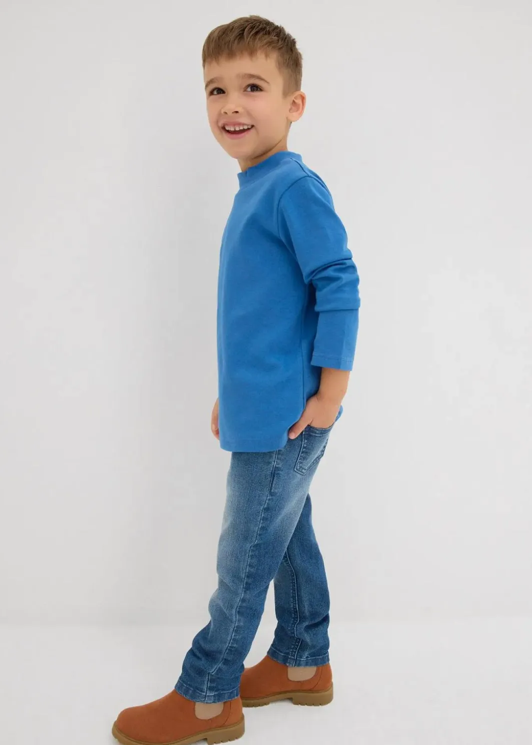Outlet Langarmshirt mit Stehkragen aus reiner Bio-Baumwolle (2er Pack) Kinder Jungen 2-8 Jahre·Nachhaltigere Materialien|Jungen 2-8 Jahre·Mehrfachpacks