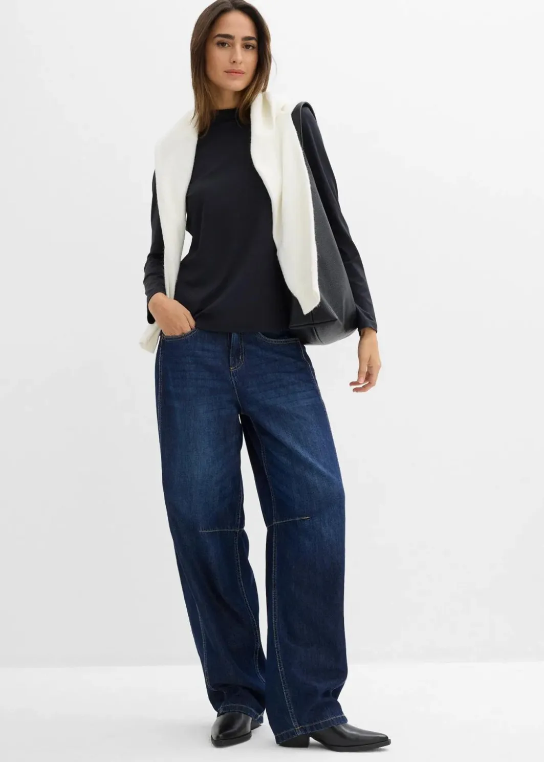 Damen bonprix Bekleidung·Röcke|Nachhaltigere Materialien|Langarmshirt mit Stehkragen mit recyceltem Polyamid