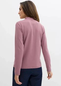 Damen bonprix Shirts & Tops|Basics|Langarmshirt mit Stehkragen mit recyceltem Polyamid