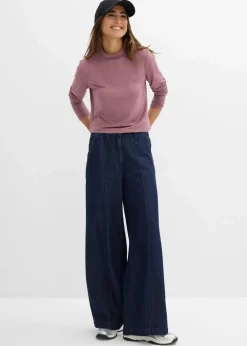 Damen bonprix Shirts & Tops|Basics|Langarmshirt mit Stehkragen mit recyceltem Polyamid