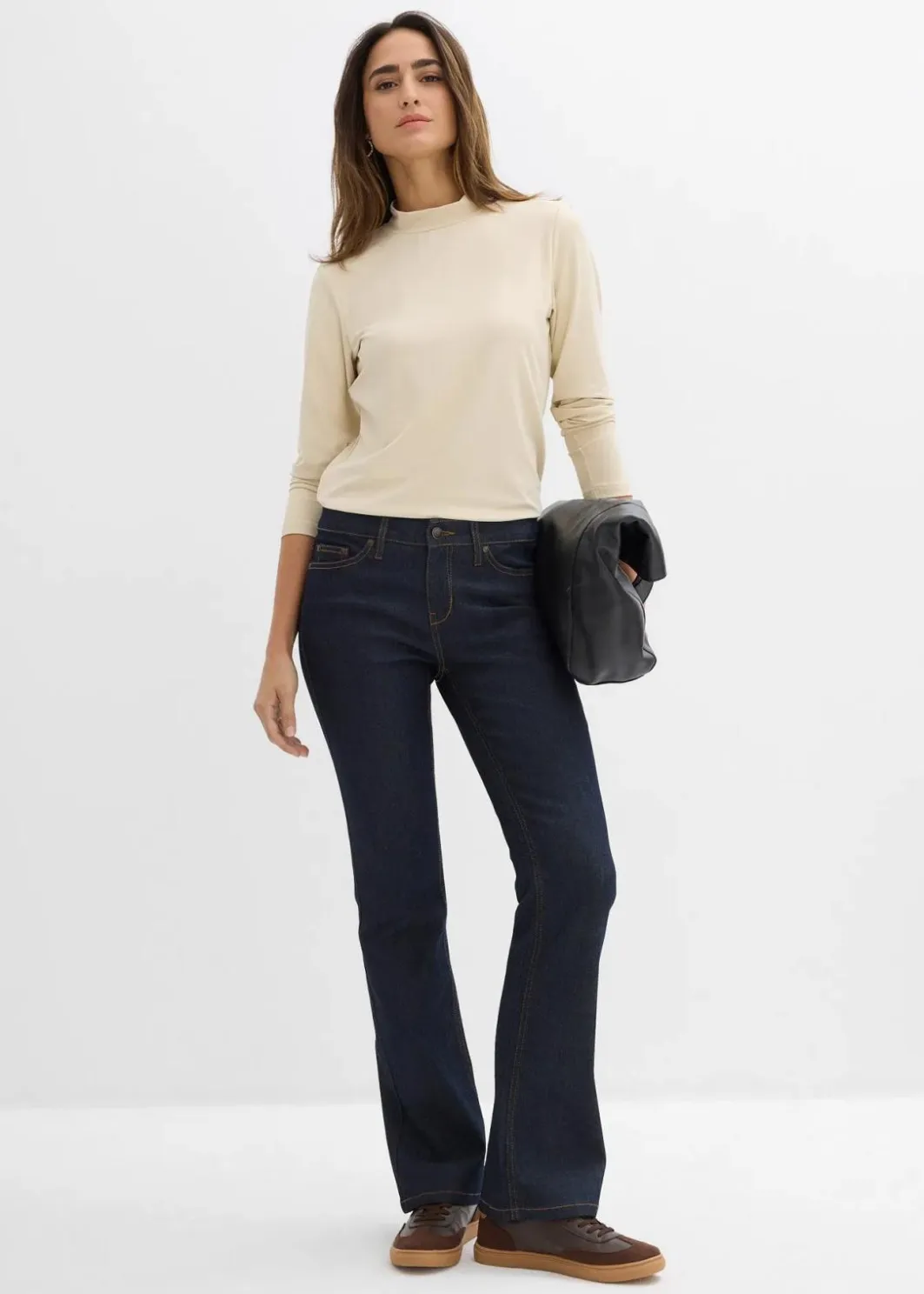 Clearance Langarmshirt mit Stehkragen mit recyceltem Polyamid Damen Shirts & Tops|Basics
