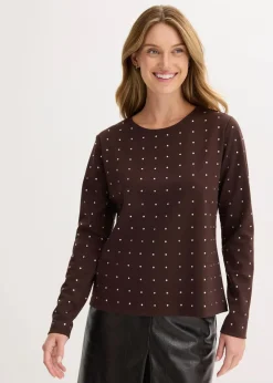 Langarmshirt mit Strass-Applikation Damen Shirts & Tops